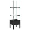 vidaXL Vrtna sadilica s re&scaron;etkom crna 40 x 40 x 142,5 cm PP
