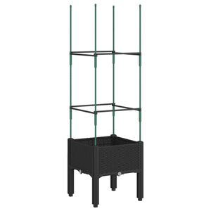vidaXL Vrtna sadilica s re&scaron;etkom crna 40 x 40 x 142,5 cm PP