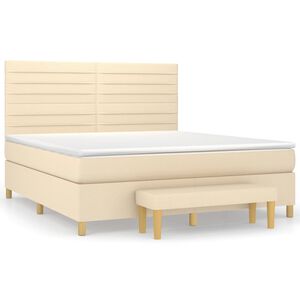 vidaXL Krevet s oprugama i madracem krem 180x200 cm od tkanine