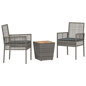 vidaXL Bistro set za vrt 3 pcs Siva poliratan
