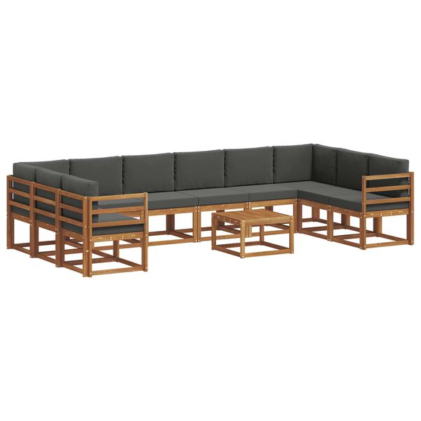 vidaXL Set vanjskih sofa s jastukom 11 pcs Prirodna i antracit