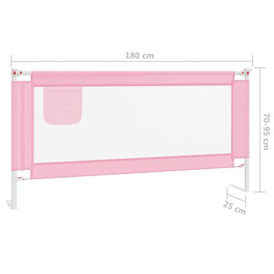 vidaXL Sigurnosna ograda za dječji krevet ružičasta 180x25 cm tkanina