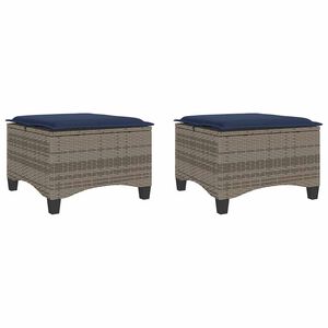 vidaXL Vrtni tabure s jastucima 2 kom sivi 55x55x36 cm poliratan