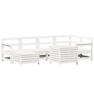 vidaXL 7-dijelni set vrtnih sofa bijeli od masivne borovine