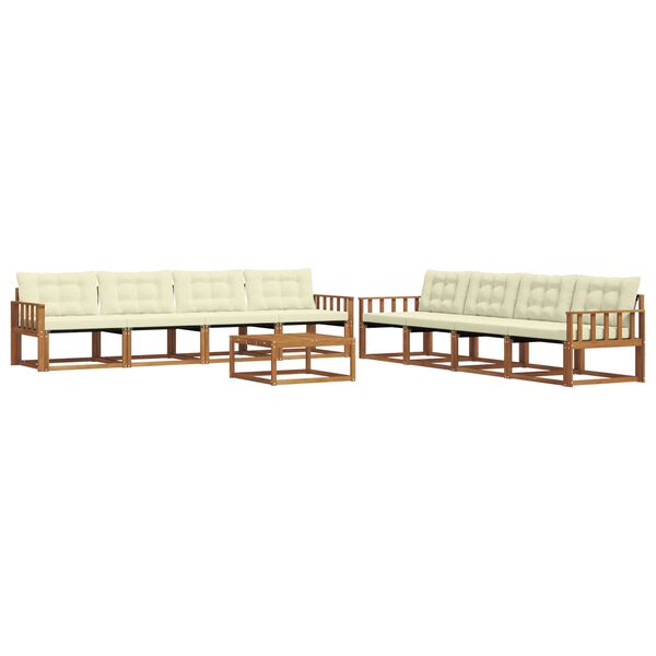 vidaXL Set vanjskih sofa s jastukom 9 pcs Prirodna i krem