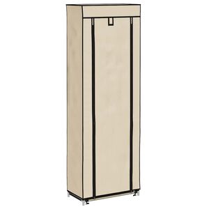 vidaXL Ormarić za cipele s pokrovom od tkanine 57 x 29 x 162 cm krem