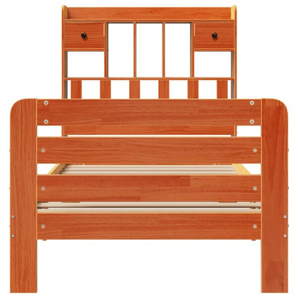 vidaXL Krevet s regalom za knjige bez madraca 75 x 190 cm od borovine