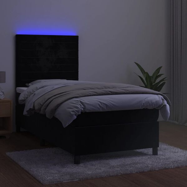 vidaXL Krevet box spring s madracem LED crni 80 x 200 cm bar&scaron;unasti