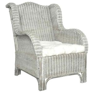 vidaXL Sofa s jastukom siva od prirodnog ratana i platna