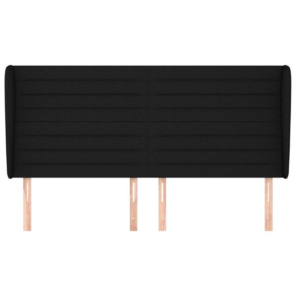 vidaXL Uzglavlje s u&scaron;ima crno 163x23x118/128 cm od tkanine