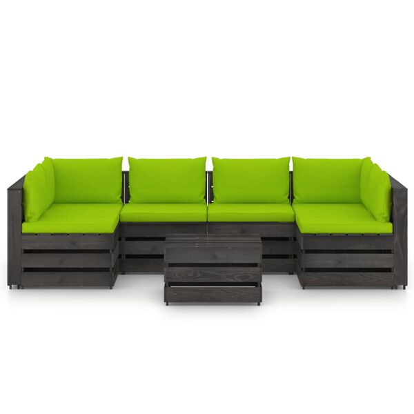 vidaXL 7-dijelna vrtna garnitura s jastucima sivo impregnirano drvo