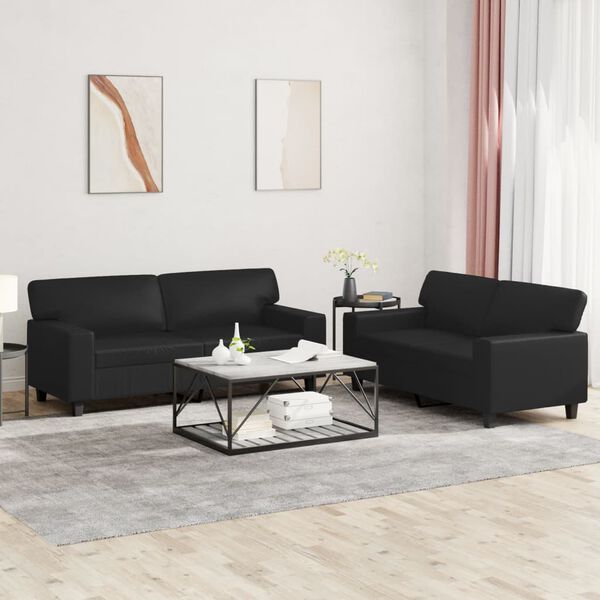 vidaXL 2-dijelni set sofa crni od umjetne kože