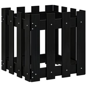 vidaXL Vrtna sadilica s izgledom ograde crna 40x40x40 cm od borovine