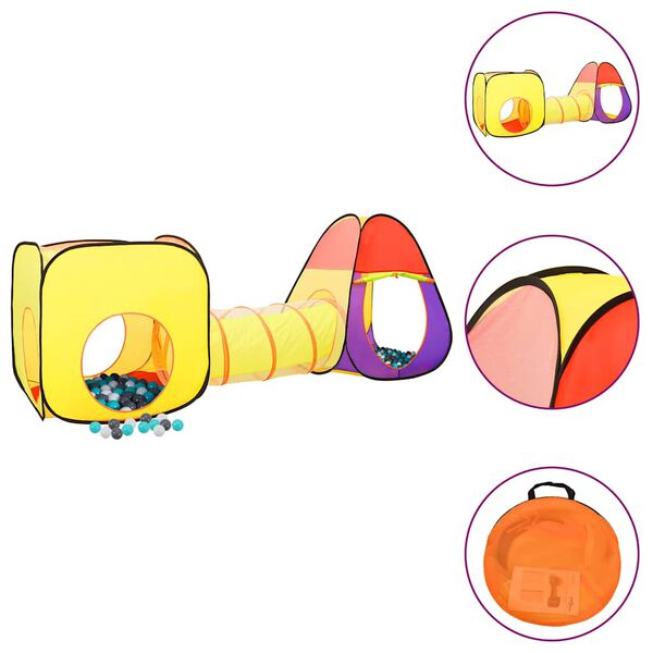 vidaXL Dječji šator za igru s 250 loptica višebojni 255 x 80 x 100 cm