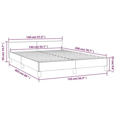 vidaXL Okvir za krevet s uzglavljem tamnosivi 140x200 cm baršunasti