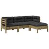 vidaXL 4-dijelni set vrtnih sofa s jastucima od impregnirane borovine