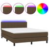 vidaXL Krevet box spring s madracem LED tamnosmeđi 140x200 cm tkanina