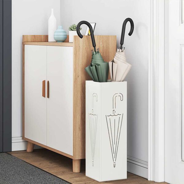 vidaXL Stalak za kišobran s pohranom Bijelo 15,5 x 15,5 x 49 cm Metal