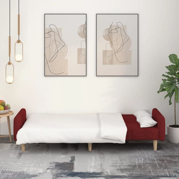 vidaXL Dvosjed na razvlačenje od tkanine crvena boja vina