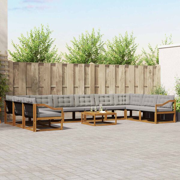 vidaXL Set vanjskih sofa s jastukom 11 pcs Prirodna i svijetlo siva