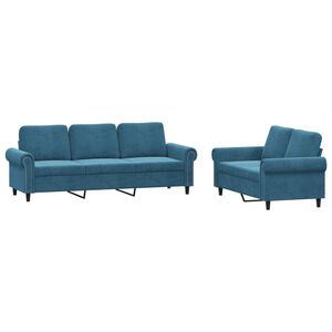 vidaXL 2-dijelni set sofa s jastucima plavi bar&scaron;unasti