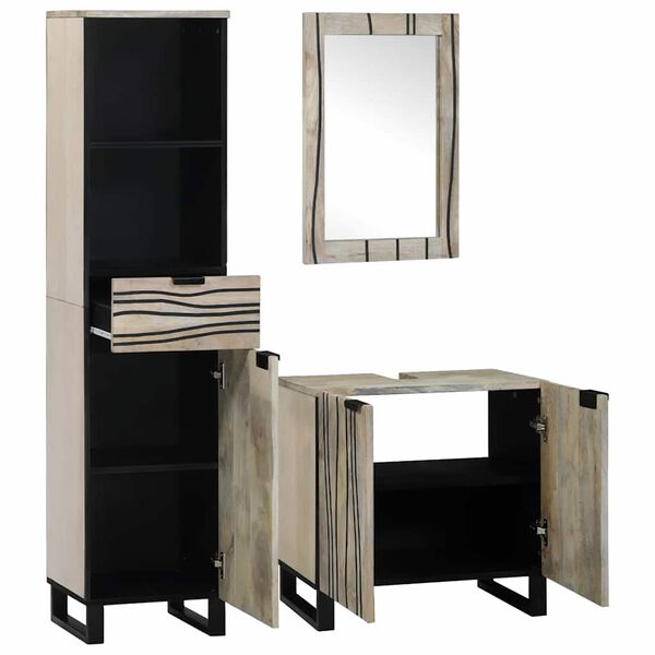 vidaXL Set namještaja za kupaonicu 3 pcs Bijelo Konstruirano drvo