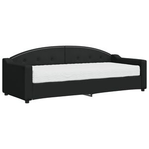 vidaXL Dnevni krevet s madracem crni 80 x 200 cm od tkanine