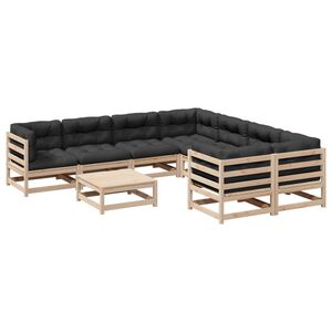 vidaXL 9-dijelni set vrtnih sofa s jastucima od masivne borovine