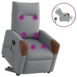 vidaXL Električni masažni naslonjač na podizanje tkanina svjetlosivi