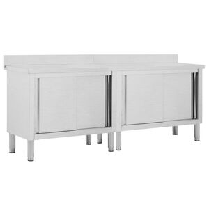 vidaXL Radni stolovi s kliznim vratima 2 kom 200x50x(95-97)cm cm čelik