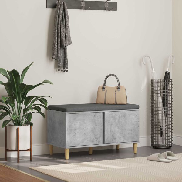 vidaXL Klupa za hodnik s jastukom Betonski sivi 80 x 38 x 46 cm