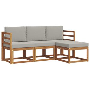 vidaXL Set vanjskih sofa s jastukom 4 pcs Prirodna i svijetlo siva