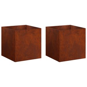 vidaXL Vrtna saksija 2 kom. Rđa 25 x 25 x 25 cm Otporni čelik
