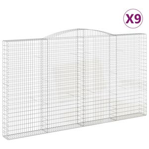 vidaXL Lučne gabionske ko&scaron;are 9 kom 400x30x220/240cm pocinčano željezo