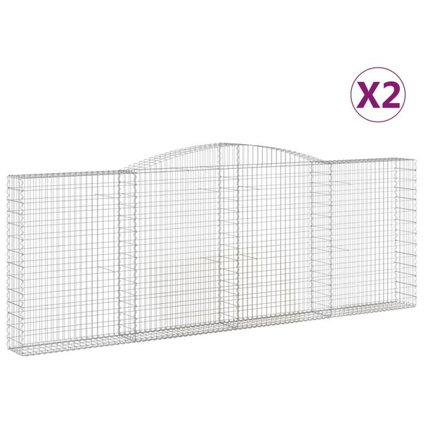 vidaXL Lučne gabionske košare 2 kom 400x30x140/160cm pocinčano željezo