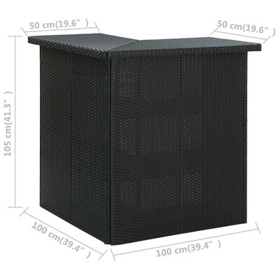 vidaXL Kutni barski stol crni 100 x 50 x 105 cm od poliratana