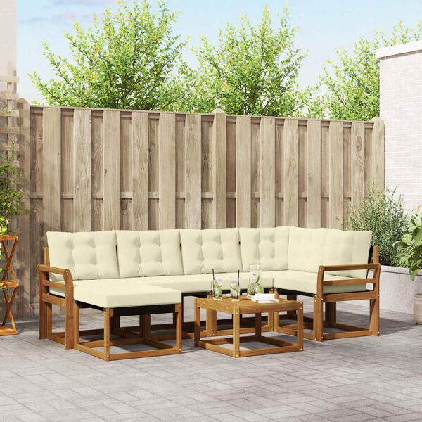 vidaXL Set vanjskih sofa s jastukom 7 pcs Prirodna i krem