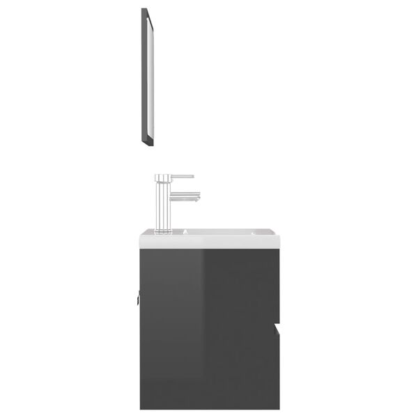 vidaXL Set kupaonskog namje&scaron;taja konstruirano drvo visoki sjaj sivi