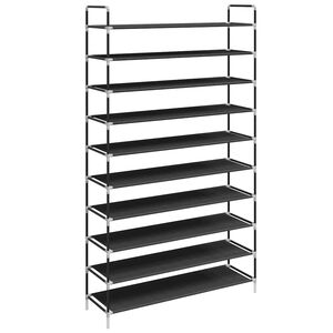vidaXL Stalak za cipele s 10 polica od metala i netkane tkanine crni