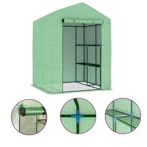 vidaXL Plastenik s policama čelični 143 x 143 x 195 cm