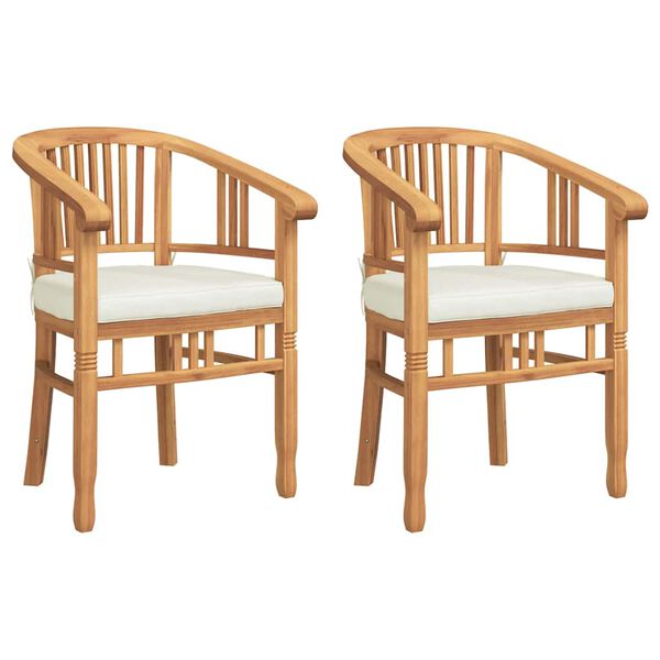 vidaXL Stolica s jastukom 2 pcs Smeđa 63 x 58 x 89 cm Čvrsto teak drvo