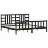 vidaXL Okvir za krevet s uzglavljem crni 200 x 200 cm od masivnog drva