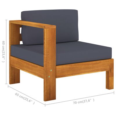 vidaXL Srednja sofa s 1 naslonom za ruke tamnosiva od bagremovog drva