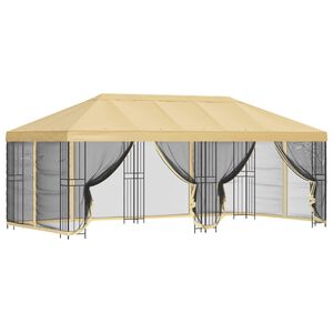 vidaXL Paviljon s bočnim stranama 6 x 3 m Krem Poliester i čelik