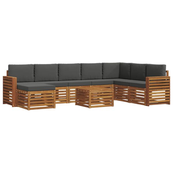 vidaXL Setovi sofa 9 pcs Prirodna i antracit Čvrsto drvo akacije