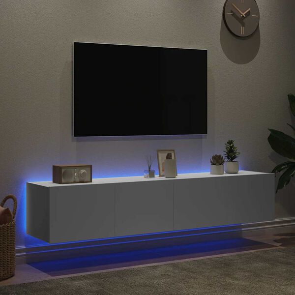 vidaXL Zidni TV ormarići s LED svjetlima 2 kom bijeli 80x35x31 cm