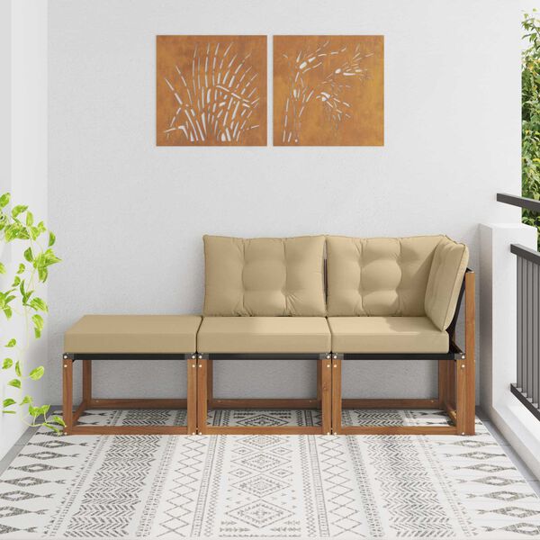 vidaXL Vanjski modularni kauč s jastukom 3 Komad Prirodna i bež