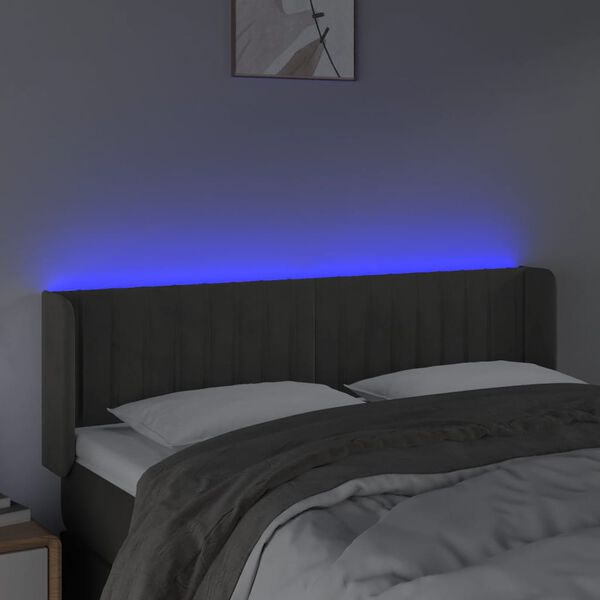 vidaXL LED uzglavlje tamnosivo 147x16x78/88 cm bar&scaron;unasto