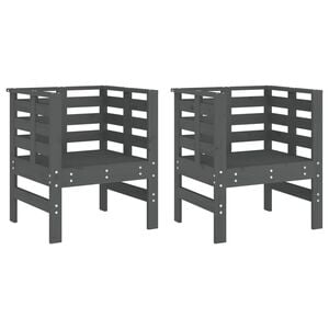 vidaXL Vrtne stolice 2 kom sive 61,5 x 53 x 71 cm od masivne borovine