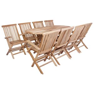 vidaXL Set vrtnih namje&scaron;taja 9 kom. Prirodna Čvrsto teak drvo